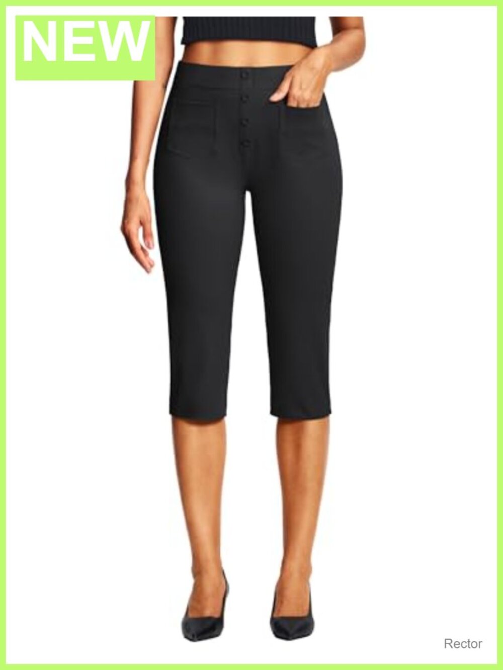 Women's Capri Pants 18" with Pockets 4-Way Stretch Slim Fit Casual
